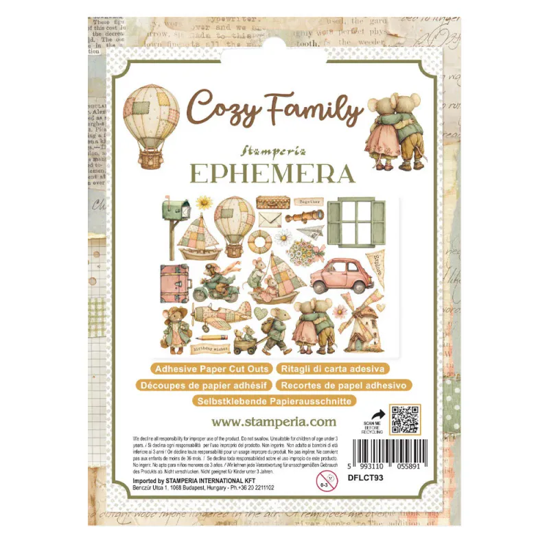 Stamperia – Cozy Family Ephemera – Selvklebende papirutklipp (DFLCT93)