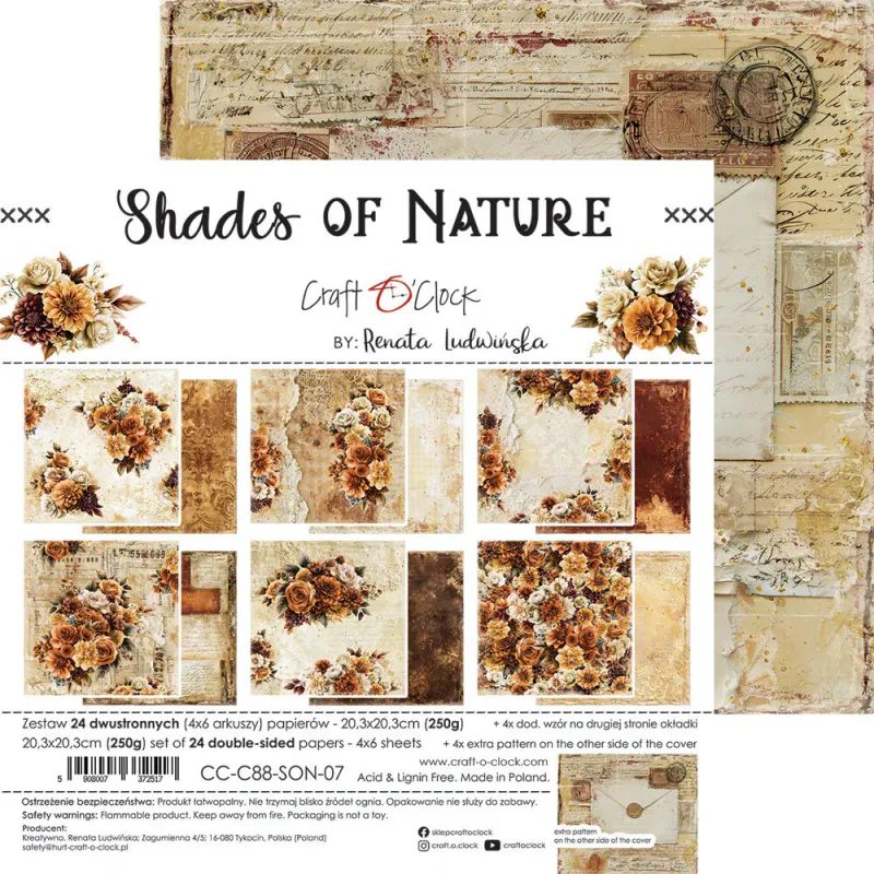 Craft O’Clock Shades of Nature Mix Paper Set 8 × 8