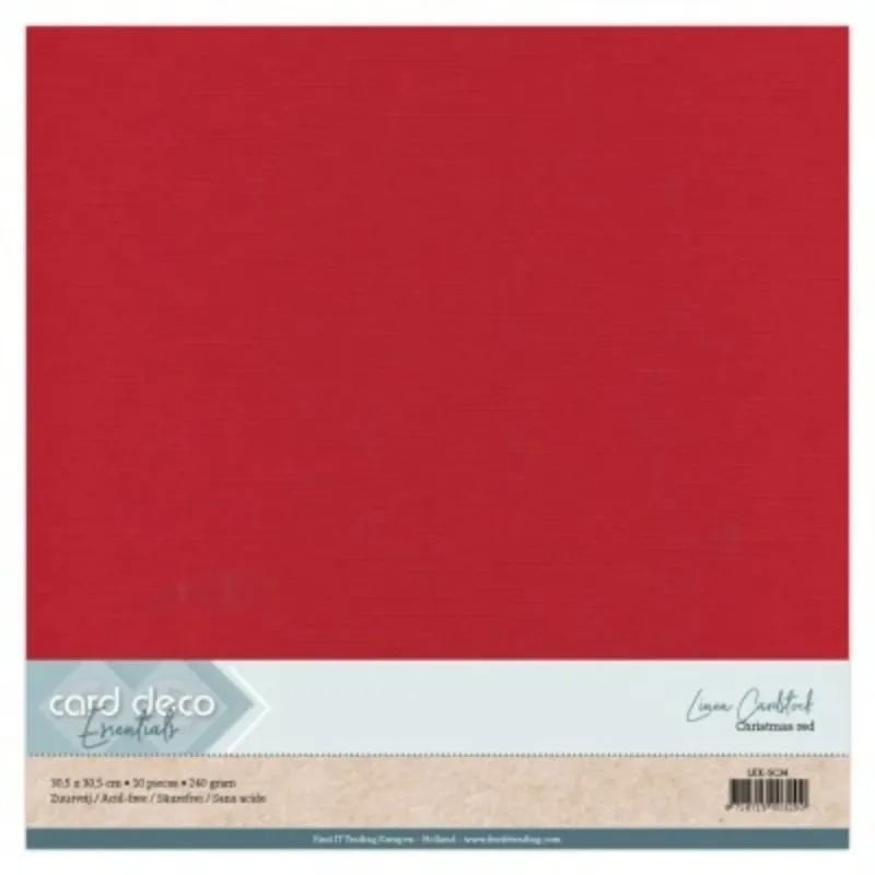 Linen Cardstock – Christmas Red (30,5 × 30,5 cm, 10 stk)