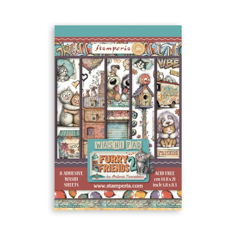 Stamperia – Furry Friends 2 Washi Pad A5 – 8 ark 