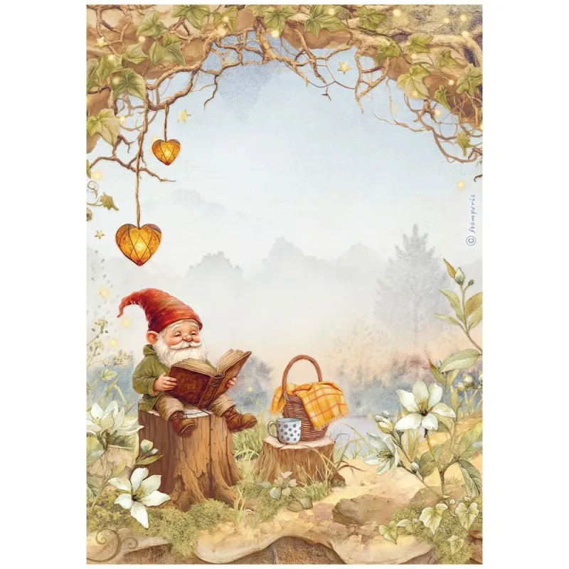 Stamperia – Whispering Woods A4 Rispapir – Gnom (DFSA41060)