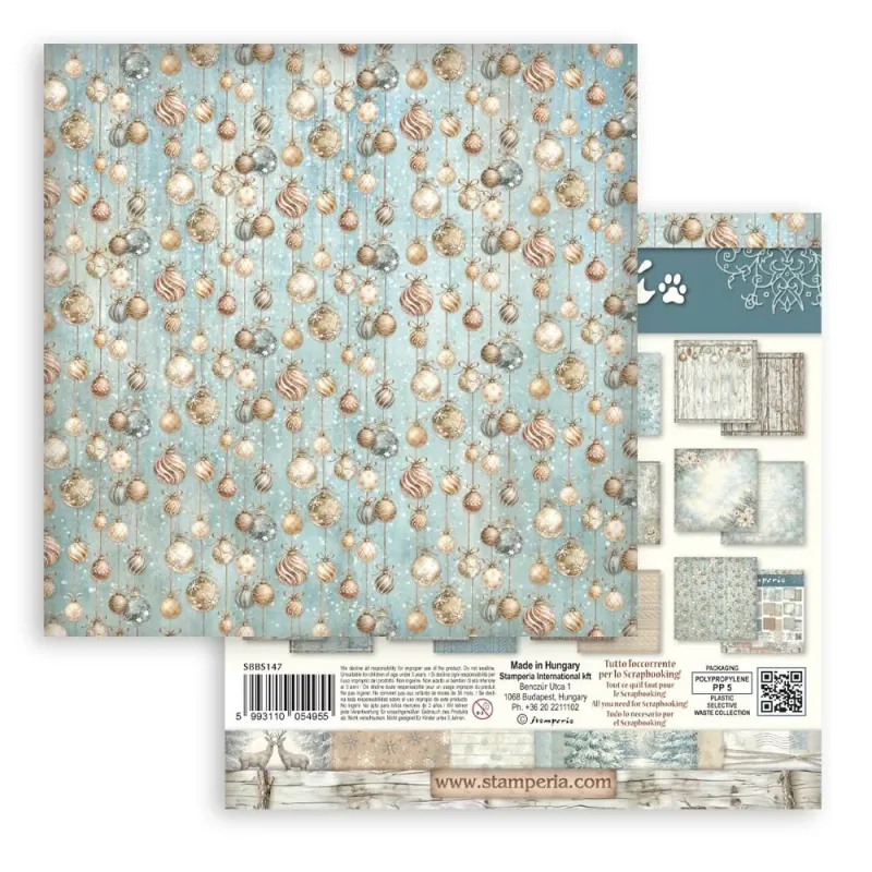 Stamperia White Christmas Backgrounds Selection Paper Pad 8 × 8