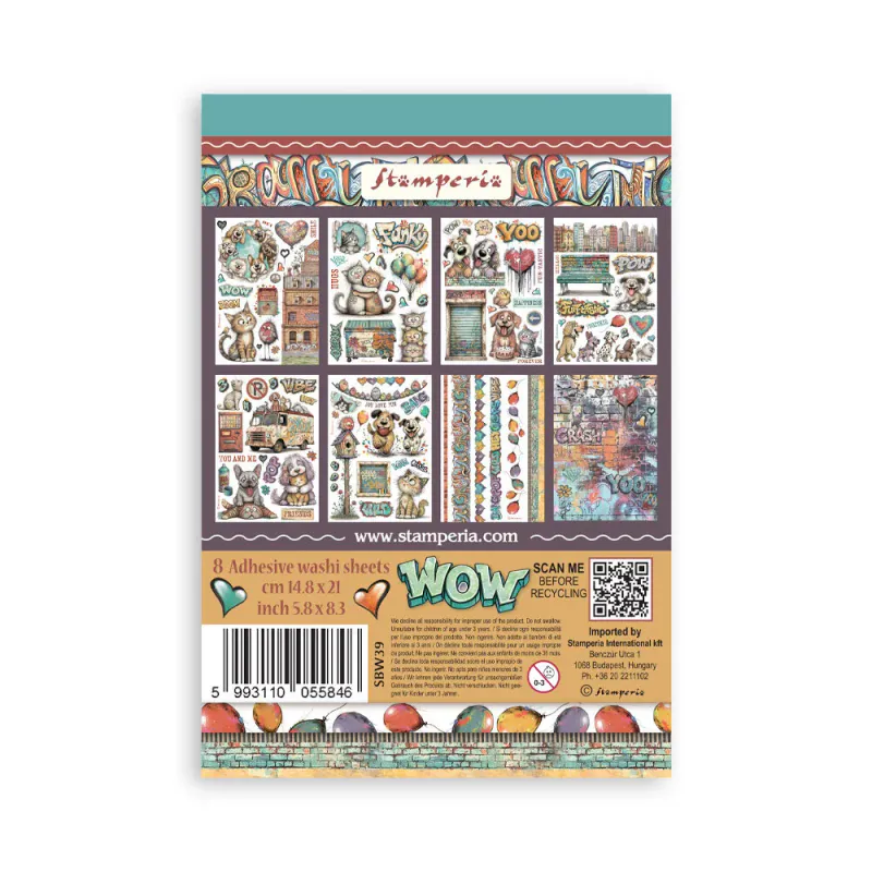 Stamperia – Furry Friends 2 Washi Pad A5 – 8 ark 