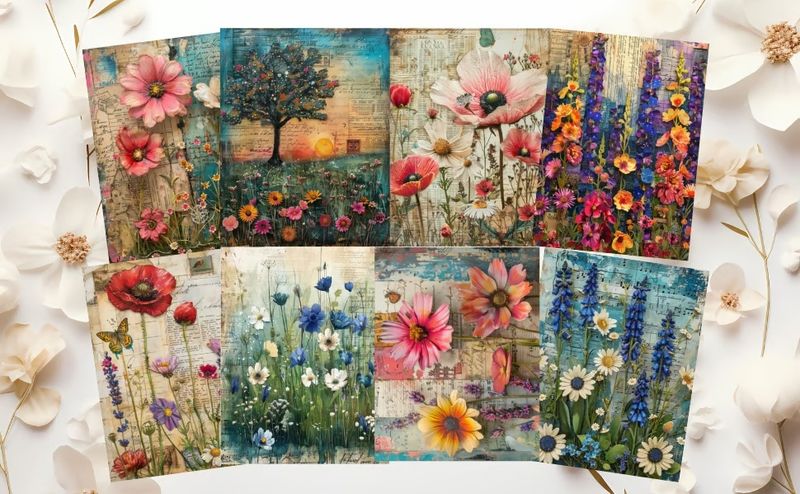 Wildflowers Scrapbook Paper – Kate Curry / Poortoast
