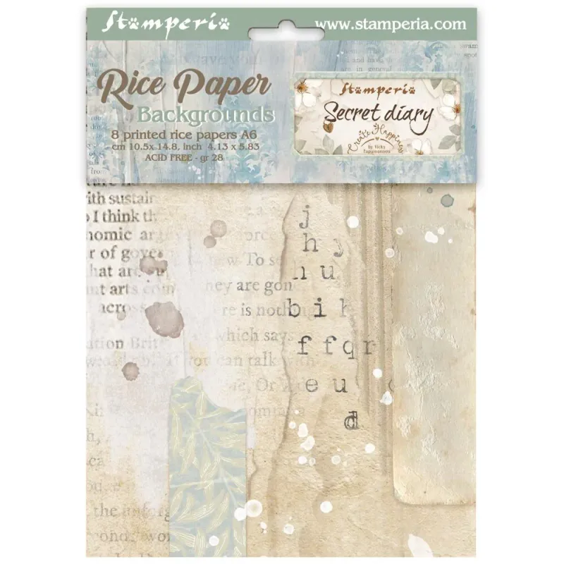 Stamperia – Secret Diary Rice Paper A6 Background