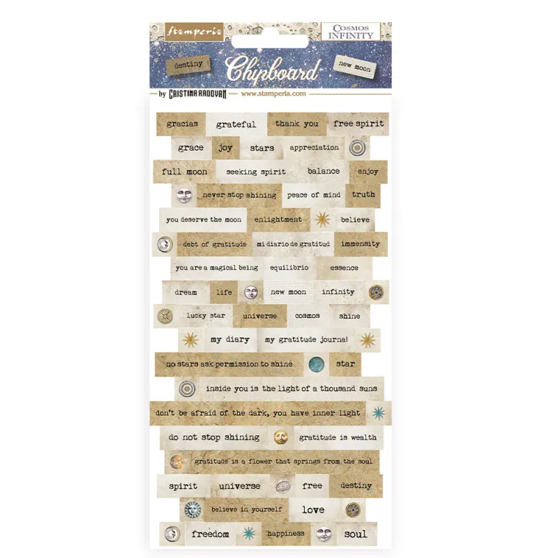 Stamperia – Cosmos Infinity Adhesive Chipboard 6x12