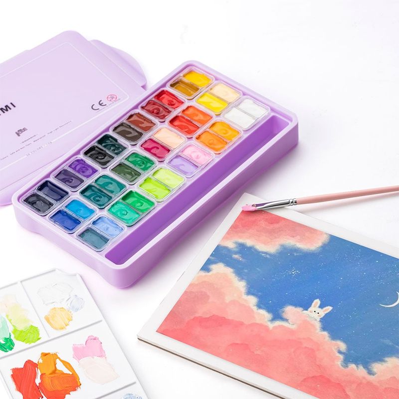 HIMI Twin Cup Gouache Sett 36 stk + 3 pensler – Lilla
