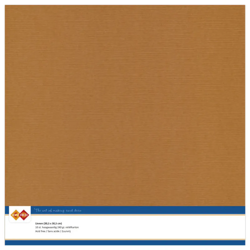 Linen Cardstock – Coffee Brown (30,5 × 30,5 cm, 10 stk)