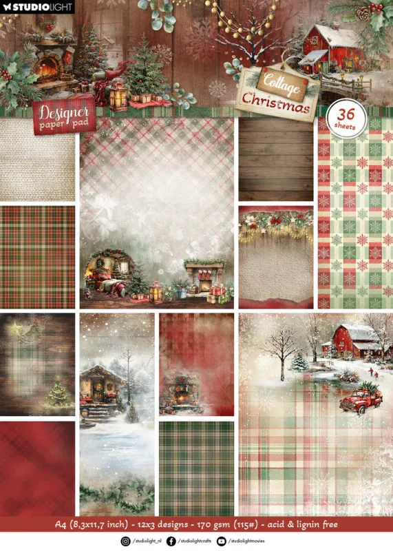 Studio Light – Cottage Christmas A4 Designer Paper Pad (SL-CC-DPP484)