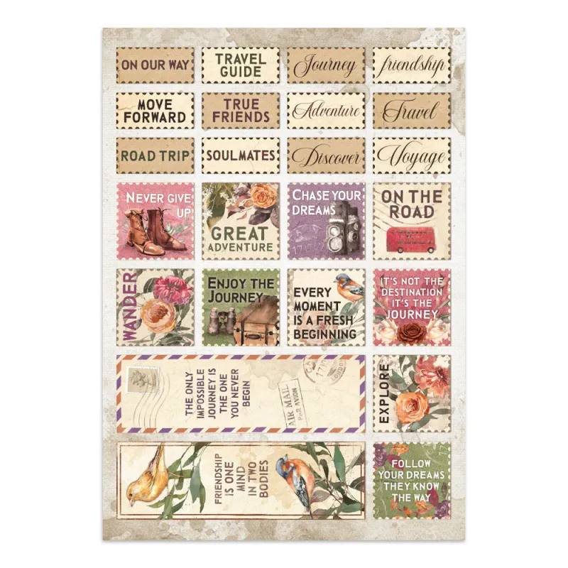 Stamperia – Our Way Junk Journal – Stickers, Backgrounds & Cut Outs