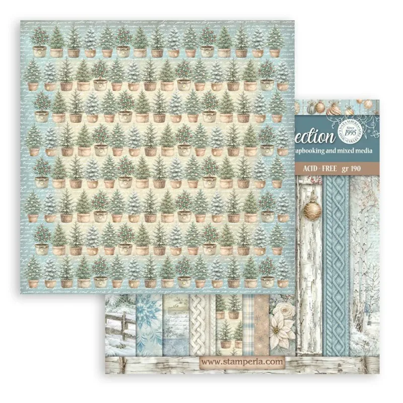 Stamperia White Christmas Maxi Backgrounds Selection Paper Pad 12 × 12
