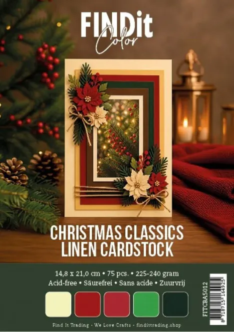 Hovedbilde Find It Linen Cardstock A5 – Christmas ...