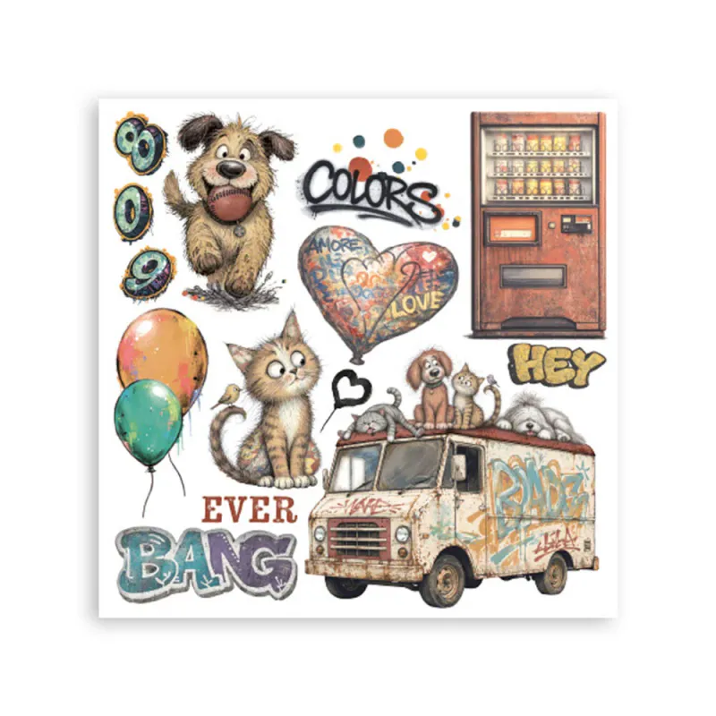  Stamperia – Furry Friends 2 Rub-On – 6 ark (15,5 × 15,5 cm) 