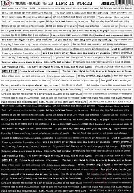 Hovedbilde 13@rt Life in Words A4 Stickers – Black ...