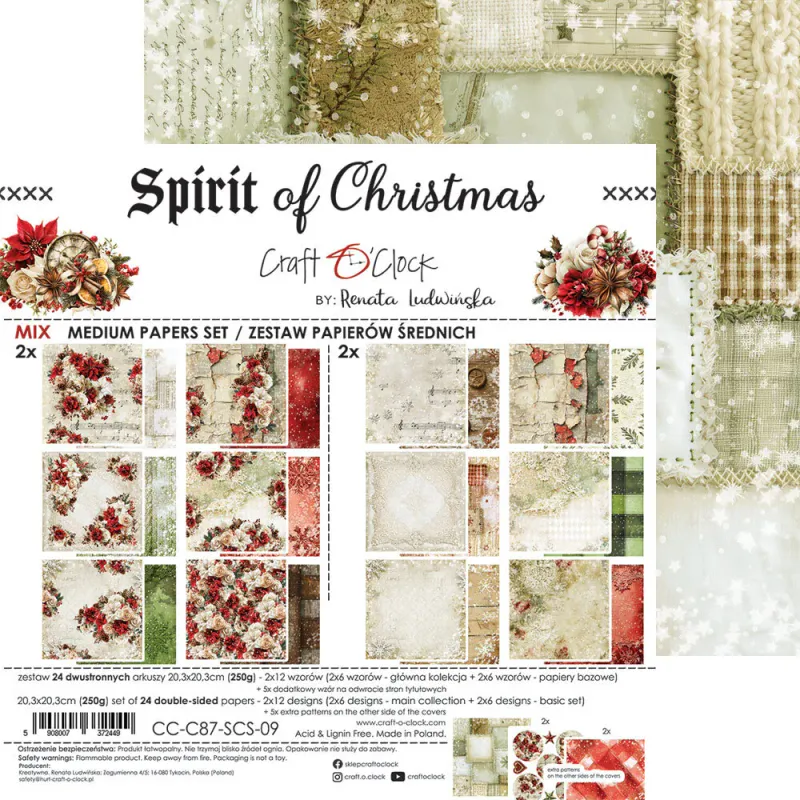 Craft O’Clock Spirit of Christmas Mix Medium Paper Set 8 × 8