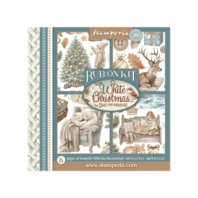 Hovedbilde Stamperia – White Christmas Rub-On Kit (6 ...