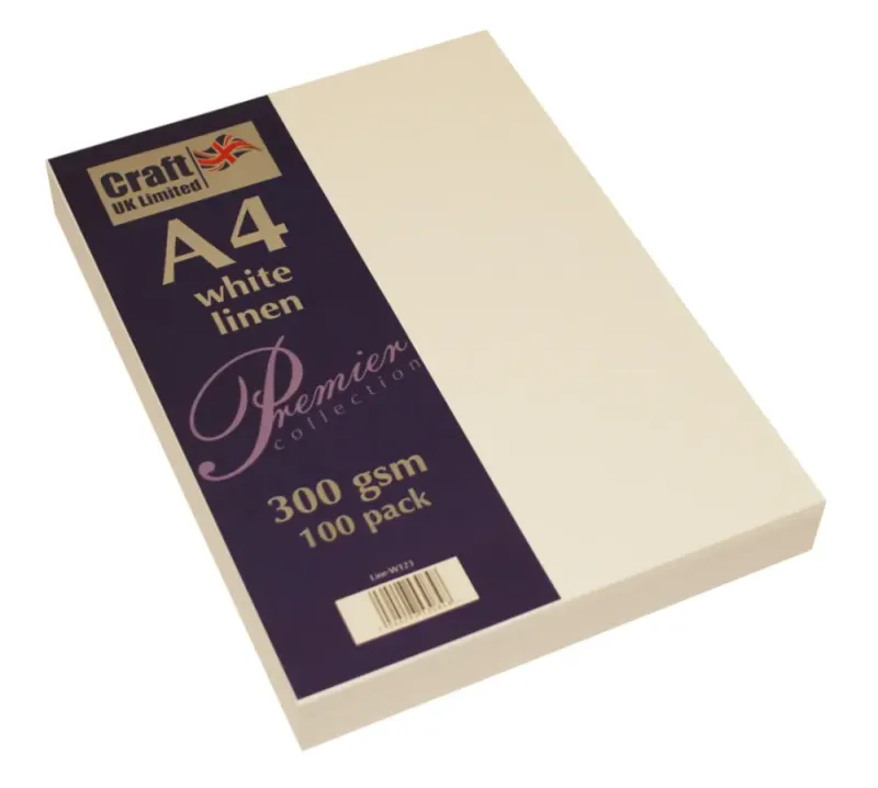 Craft UK Premium Collection – A4 White Linen Paper Pack