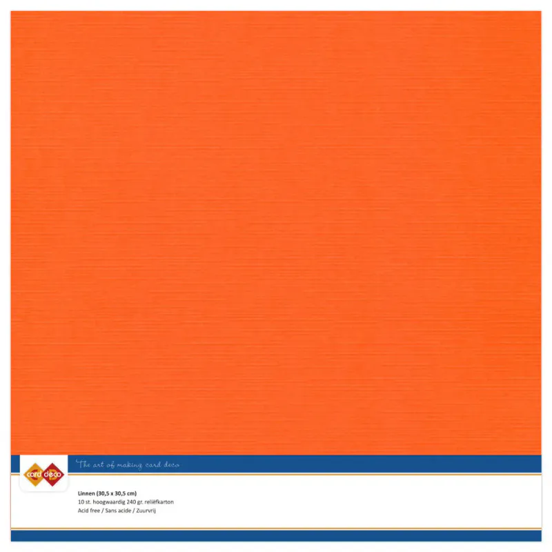Linen Cardstock – Orange (30,5 × 30,5 cm, 10 stk)