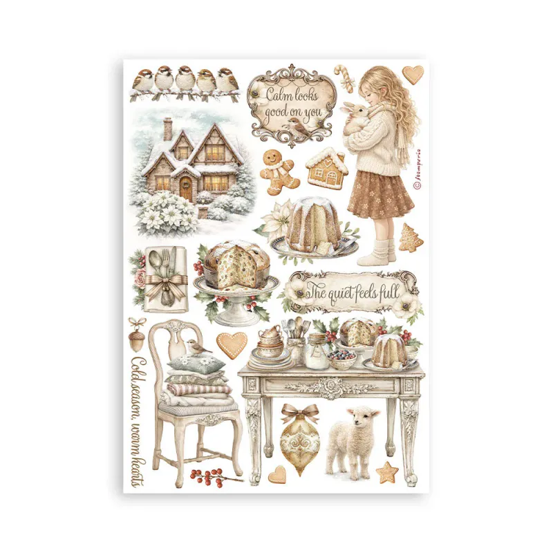 Stamperia – White Christmas A5 Washi Pad av Cristina Radovan (8 ark)
