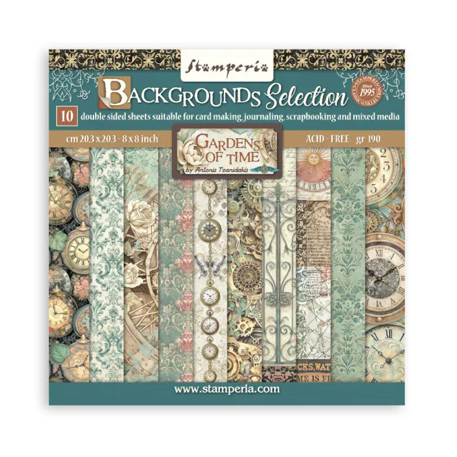 Hovedbilde Stamperia – Gardens of Time 8x8